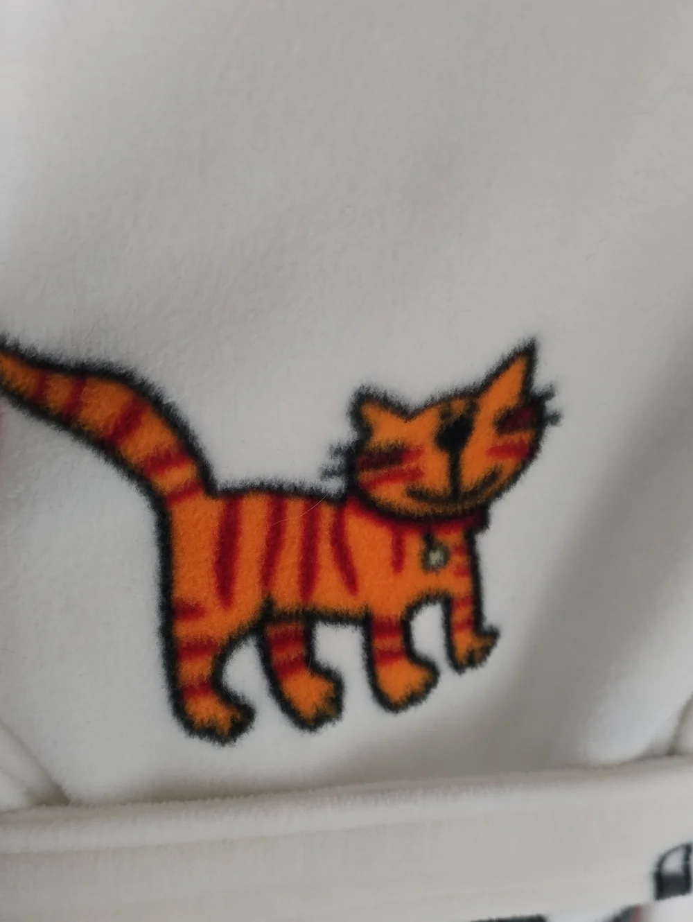 {Aegan Apparel} Soft Cat Print Fleece Robe White - ONE SIZE
